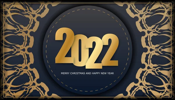 Greeting Card Template 2022 Merry Christmas Happy New Year Black — Stock Vector