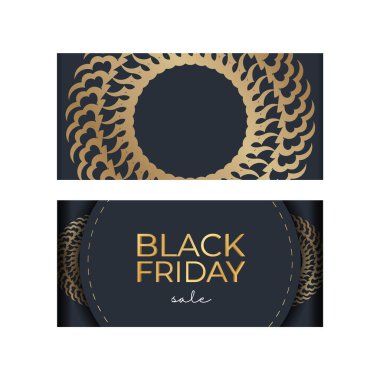 Donanma Mavi Cuma Satışı Tatil Şablonu Yuvarlak Altın Süslemesi