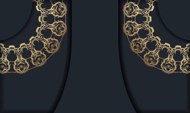 Siyah renkli broşür ve basılmaya hazır antika altın süslemeler..