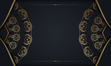 Markanız için mandala altın süsü içeren siyah renkli broşür..