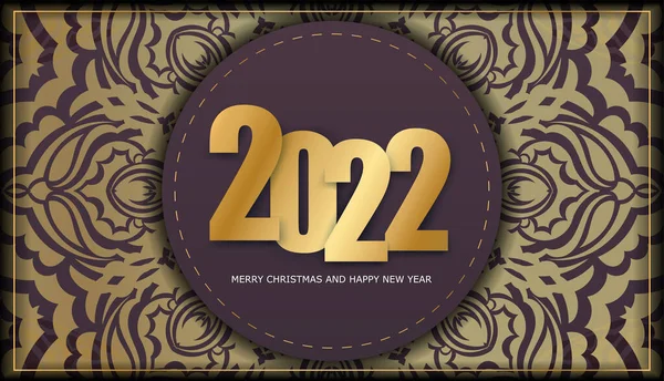 Modelo Brochura 2022 Feliz Natal Feliz Ano Novo Cor Borgonha — Vetor de Stock