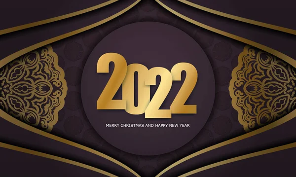 Brochura Saudação Modelo 2022 Feliz Ano Novo Cor Borgonha Com —  Vetores de Stock