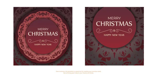 Kartka Okolicznościowa Merry Christmas Red Color Zimowym Wzorem — Wektor stockowy