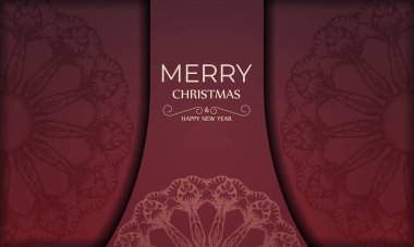 Kart Şablonu Kış Süslü Mutlu Noeller Kırmızı Rengi