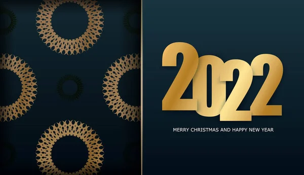 Brochure 2022 Buon Natale Felice Anno Nuovo Blu Scuro Con — Vettoriale Stock