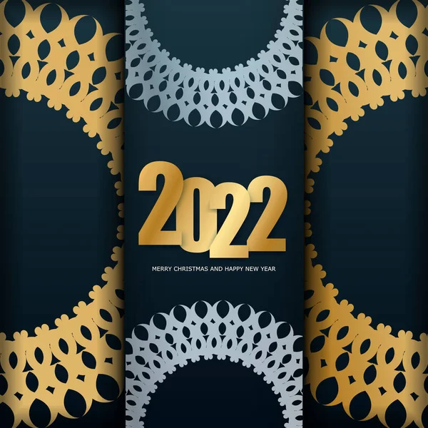 2022 Brochure Heureuse Année Bleu Foncé Avec Motif Hiver — Image vectorielle
