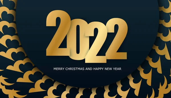 Brochure Festiva 2022 Buon Natale Felice Anno Nuovo Colore Blu — Vettoriale Stock