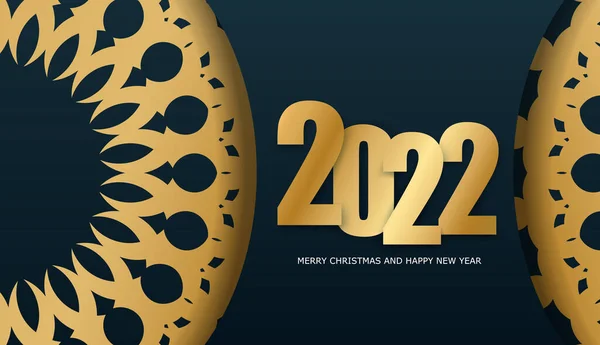 Prospektus Sablon 2022 Boldog Karácsonyt Boldog Évet Sötétkék Színű Luxus — Stock Vector