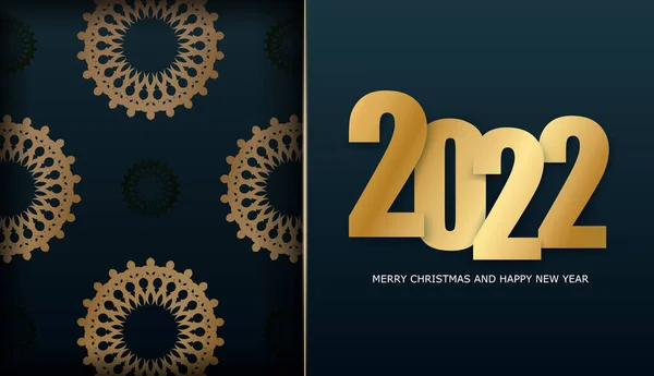 2022 Felice Anno Nuovo Brochure Modello Blu Scuro Con Motivo — Vettoriale Stock