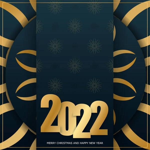 Modello Brochure Auguri 2022 Buon Natale Felice Anno Nuovo Blu — Vettoriale Stock