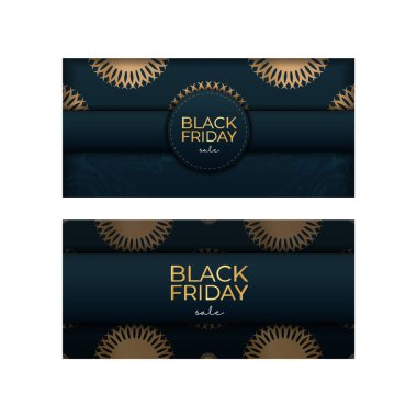 Baner Black Friday, lüks altın süslemelerle mavili.