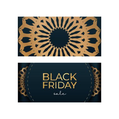 Lüks altın desenli mavi siyah cuma indirimi posteri