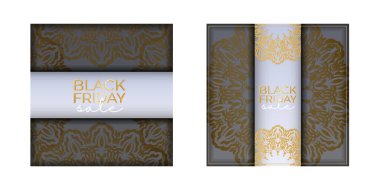 Geometrik süslemeli bej siyah Cuma posteri