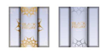 Kara Cuma için Kutlama Posteri Vintage Süslemeli Bej Rengi