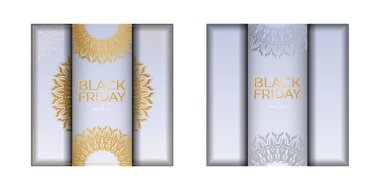 Soyut süslemeli bej renkli Kara Cuma posteri şablonu