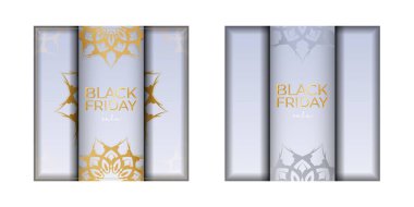 Kara Cuma için Kutlama Posteri Vintage Süslemeli Bej Rengi