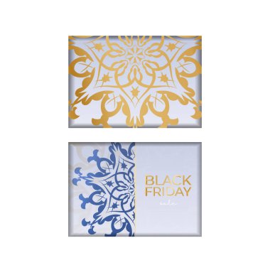 Kara Cuma için bej renkli ve lüks desenli tatil reklamları.