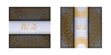 Siyah Cuma poster şablonu bej renkli ve klasik süslemeli