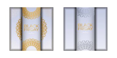 Soyut süslemeli bej renkli Kara Cuma posteri şablonu