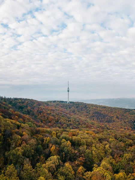 Вид Башню Avala Осенью — стоковое фото