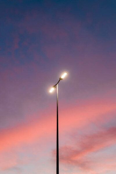 View of the streetlight in a beautiful sunset sky