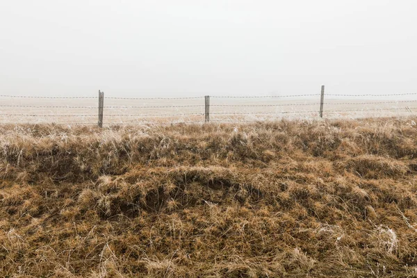 Рустикальний Паркан Сільській Місцевості Морозний Зимовий Ранок — стокове фото