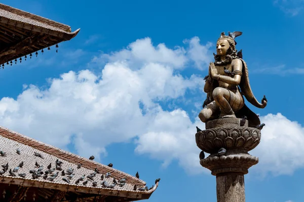 The Garuda Statue in the hand gesture of Namaste for greeting, in Patan Durbar Square, Patan, Nepal