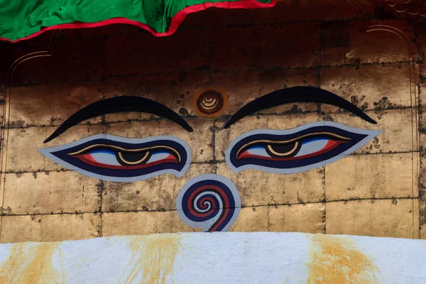 Olhos Sábios Buda Swayambhunath Katmandu Nepal Que Dos Patrimônios Humanidade — Fotografia de Stock