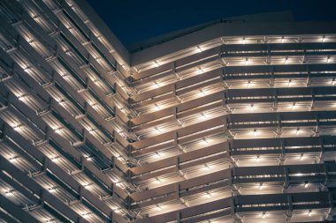 Hong Kong 'daki kamu konutlarının soyut açısı, gece görüşü, öngörü