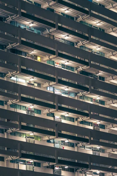 Ângulo Abstrato Exterior Habitação Pública Hong Kong Visão Noturna Prespectiva — Fotografia de Stock