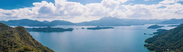 Panorama Aereo Paesaggio Plover Cove Reservoir Hong Kong Autunno — Foto Stock
