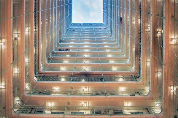 Abstrakcyjny Widok Osiedle Mieszkaniowe Hong Kongu Geometryczna Architektura Zewnętrzna Nikt — Zdjęcie stockowe