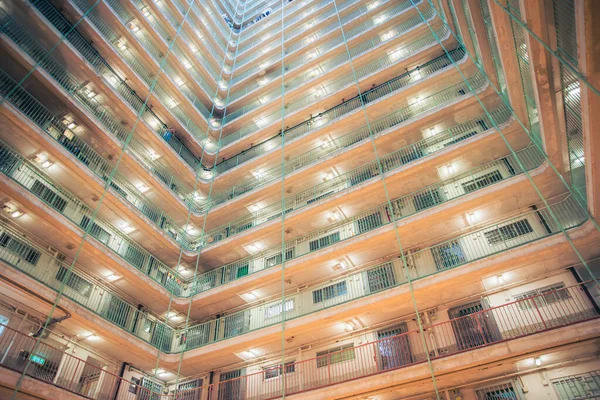 Abstrakte Ansicht Einer Öffentlichen Wohnsiedlung Hongkong Geometrische Architektur Außen Niemand — Stockfoto