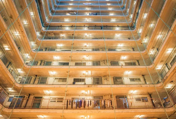 Абстрактный Вид Государственный Жилой Комплекс Гонконге Геометрическая Архитектура Снаружи Никто — стоковое фото