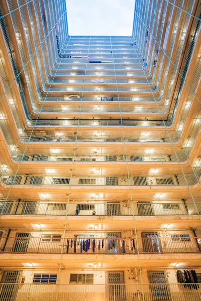 Abstrakcyjny Widok Osiedle Mieszkaniowe Hong Kongu Geometryczna Architektura Zewnętrzna Nikt — Zdjęcie stockowe