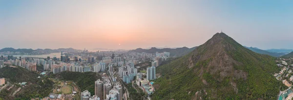 Amazing Panorama Aerial View Kowloon Peak Downtown Residential District Evening — Stock Photo, Image