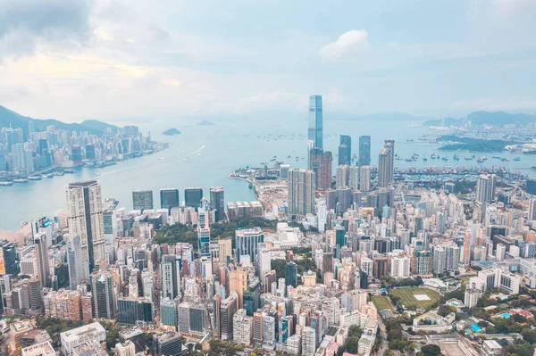 stock image Epic aerial view of downtown Kowloon of Hong Kong, daytime