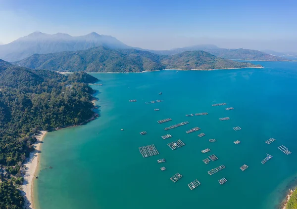 Rybářská Vesnice Poblíž Hei Ling Chau Ostrov Lantau Hongkong Letecký — Stock fotografie