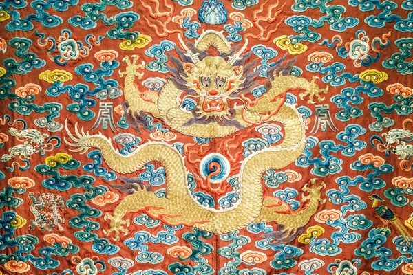 Royal Dragon Pattern Clothes Ancient Chinese Emperor Close Pattern Texture — Stock Photo, Image