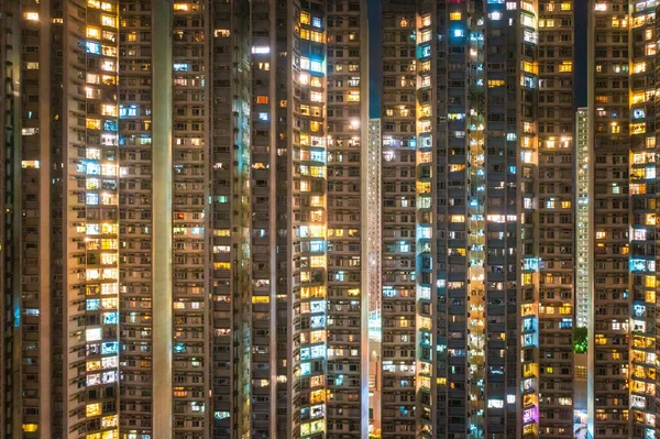 Εξωτερικό Διαμέρισμα Ουρανοξύστη Στο Νότιο Χονγκ Κονγκ Νύχτα — Φωτογραφία Αρχείου