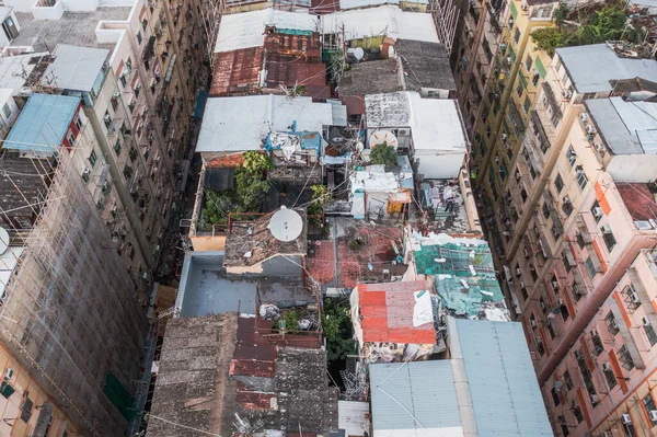Incrível Telhado Bagunçado Colorido Densa Casa Residencial Velha Kowloon Hong — Fotografia de Stock