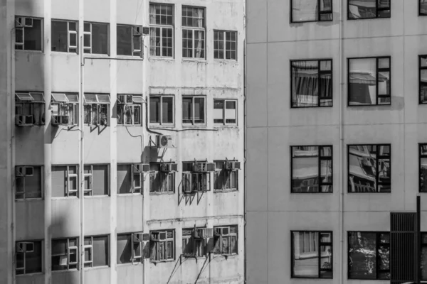 Wall of Asia Building in Black and White