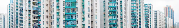 Abstracte hoek van Hong Kong woningen in panorama, Asia — Stockfoto