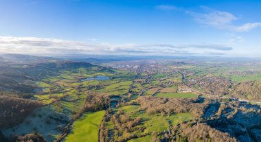 Cotswolds ve Gloucester 'ın destansı hava manzarası, kırsal manzara, İngiltere, İngiltere