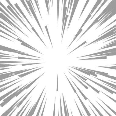 Komik Radyal hız çizgileri. Grafik patlama kitap tasarım öğesi. Vektör çizim.