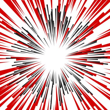 Komik Radyal hız çizgileri. Grafik patlama kitap tasarım öğesi. Vektör çizim.