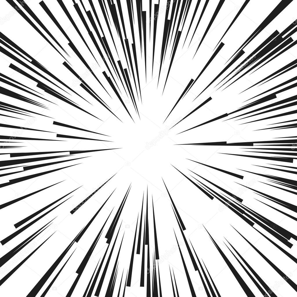 Comic Radial Speed Lines. Graphic Explosion Book Design Element. Vector Illustration.