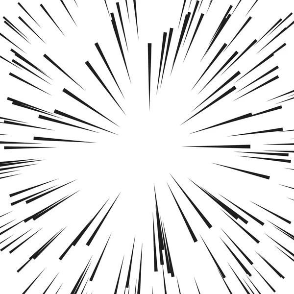 Líneas de velocidad radial cómica. Elemento de diseño gráfico del libro de explosiones. Ilustración vectorial . — Vector de stock