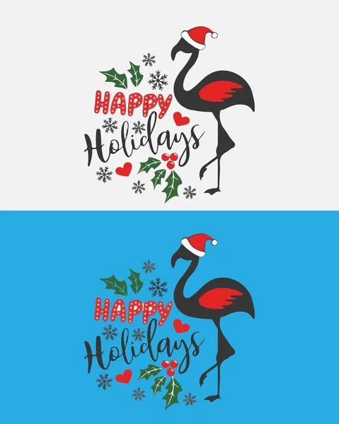 Happy Christmas Holidays Flamingo Flamingo Vector File — Vetor de Stock