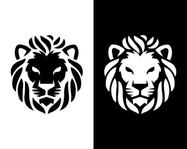 Aslanların Aslan Kralı Siyah Beyaz Bir Aslanın Logosu Beyaz Bir — Stok Vektör